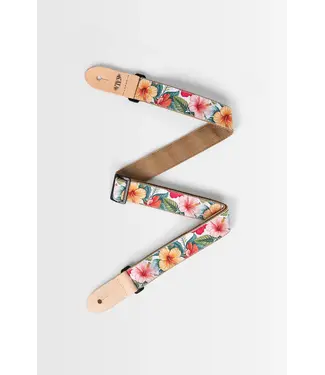 Kala Kala Vintage Hibiscus Print Ukulele Strap, White
