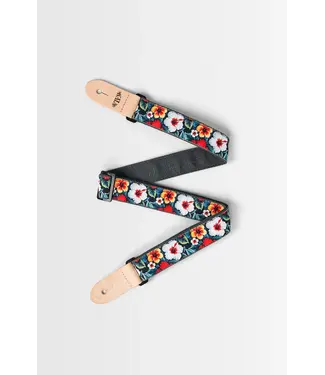Kala Kala Vintage Hibiscus Print Ukulele Strap, Black