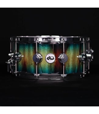 Drum Workshop DW 14" x 6.5" Collector's Series Exotic Snare Drum, Natural to Royal Fade Burst over Candy Stripe Paduk