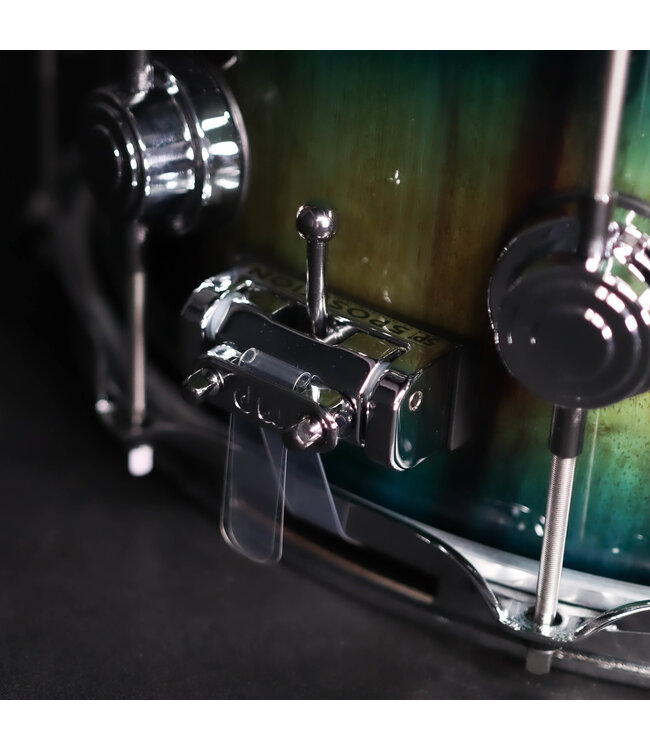 DW 14" x 6.5" Collector's Series Exotic Snare Drum, Natural to Royal Fade Burst over Candy Stripe Paduk