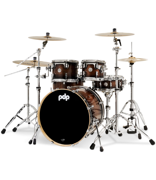 PDP Concept Exotic 5 Piece Drum Set, Walnut to Charcoal Burst