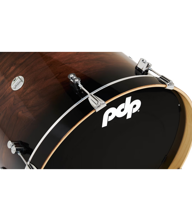 PDP Concept Exotic 5 Piece Drum Set, Walnut to Charcoal Burst