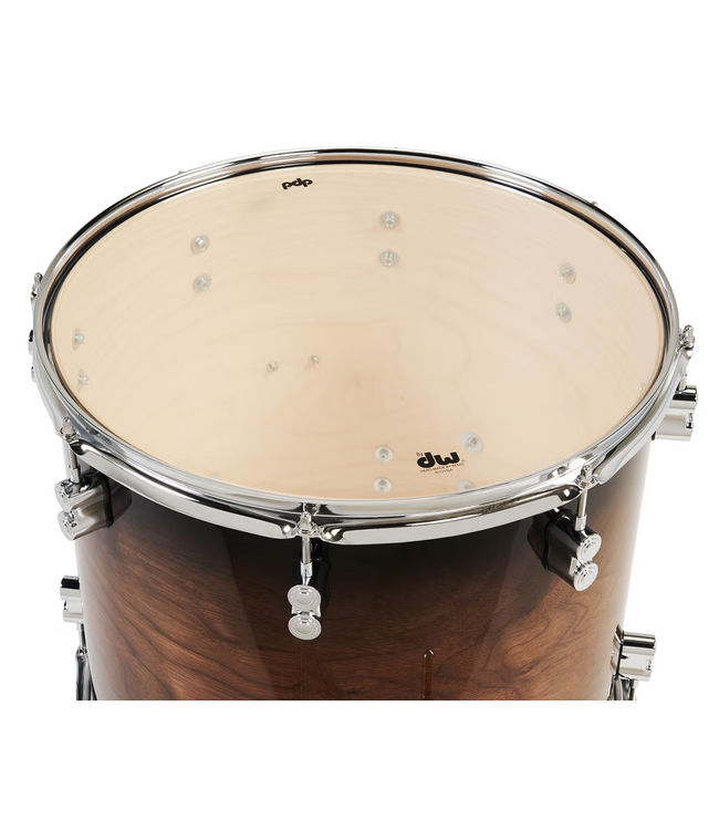 PDP Concept Exotic 5 Piece Drum Set, Walnut to Charcoal Burst