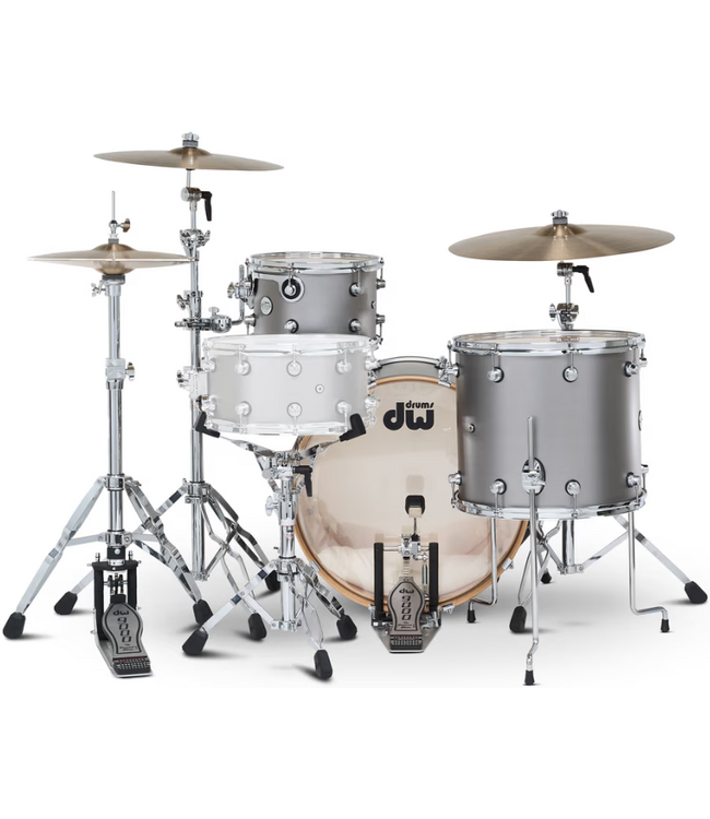 DW Design Series 3 Piece Limited Edition Shell Pack, Titanium Satin