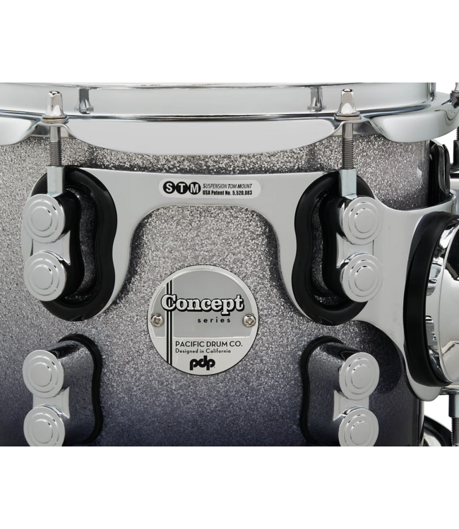 PDP Concept Maple 5 Piece Drum Set, Silver To Black Sparkle Fade