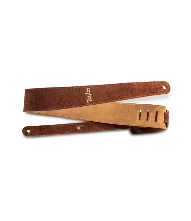 Taylor 2.5" Embroidered Suede Strap, Chocolate