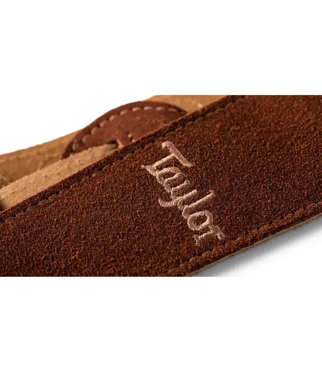 Taylor 2.5" Embroidered Suede Strap, Chocolate