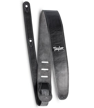 Taylor Taylor 2.5" Strap, Black Leather, Suede Back, Black Leather, Silver Logo