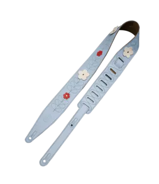 Levy's Levy's 2.5" Sky Blue Wildflower Leather Strap with Flower Appliques