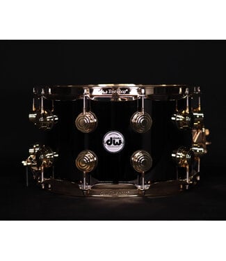 Drum Workshop DW 14" x 8" Collectors Series Black Nickel Over Brass Snare, Gold Hardware