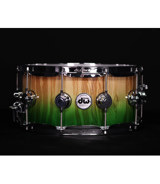 Drum Workshop DW 14" x 6.5" Collector Series Maple Snare Drum, Natural to Emerald Fade over Olive Ash Burl