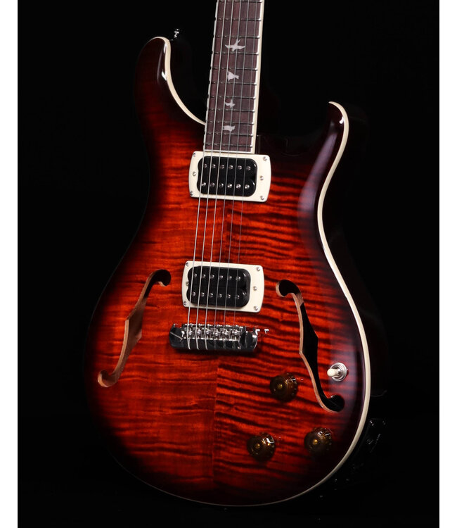 PRS SE Flat Back Hollowbody I Piezo Electric Guitar,  Orange Tiger Smokeburst