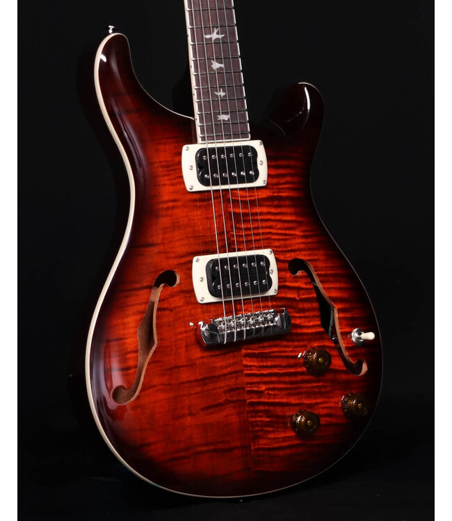 PRS SE Flat Back Hollowbody I Piezo Electric Guitar,  Orange Tiger Smokeburst