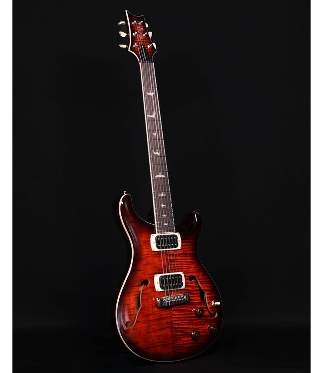 PRS SE Flat Back Hollowbody I Piezo Electric Guitar,  Orange Tiger Smokeburst