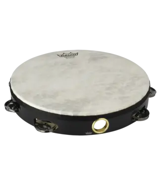 Remo Remo 10" Fiberskyn Tambourine, Single Row- Quadura Black