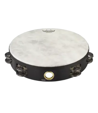 Remo Remo 10" Fiberskyn Tambourine, Double Row - Quadura Black