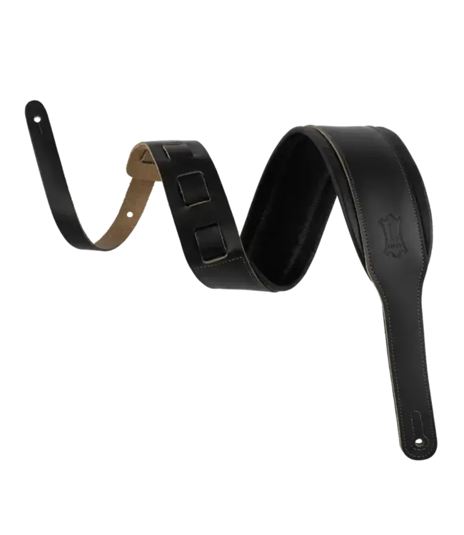 Levy's Amped Leather Series Acoustic Guitar Strap, Black