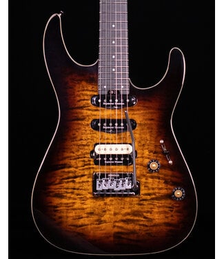 Charvel Charvel Pro-Mod Plus Dinky DK24 HSS 2PT EB QM, Ebony FB, Amber Tiger Eye