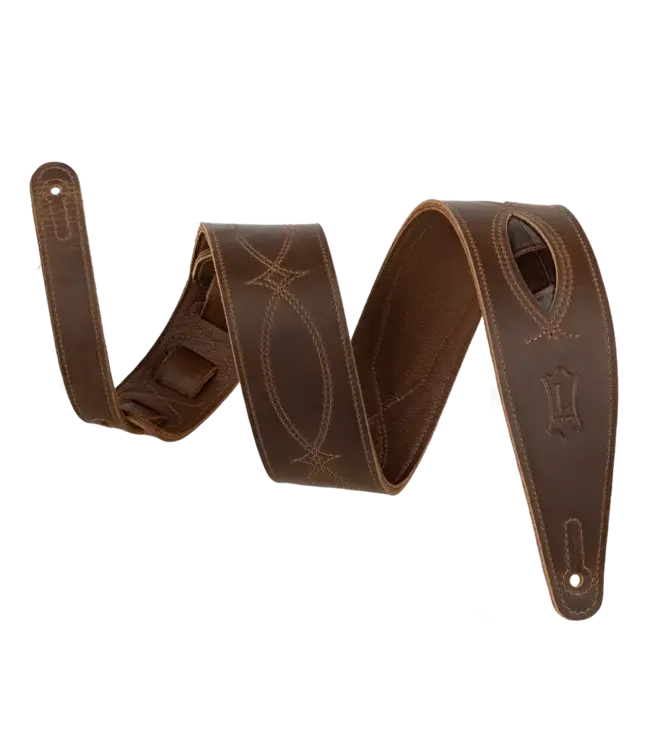 Levy's 2.5" Exotic Series Crocodile Leather Guitar Strap, Brown