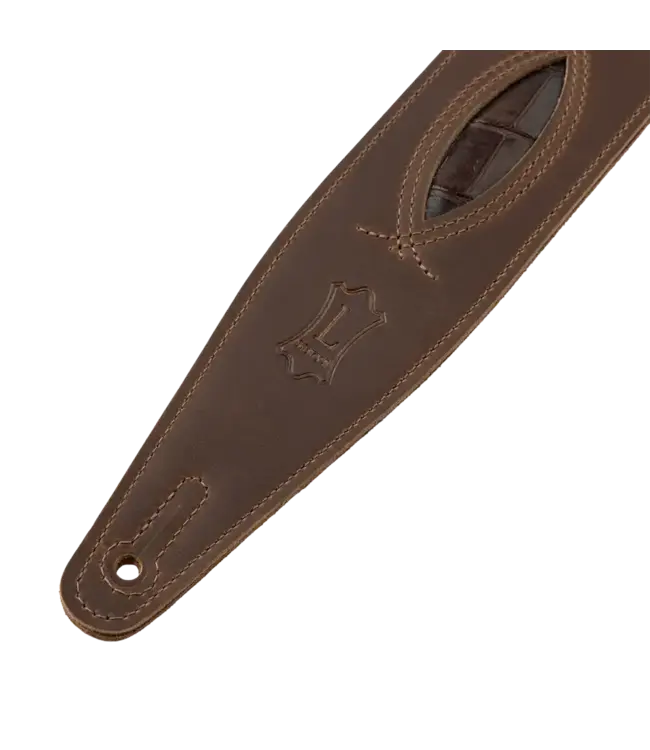 Levy's 2.5" Exotic Series Crocodile Leather Guitar Strap, Brown
