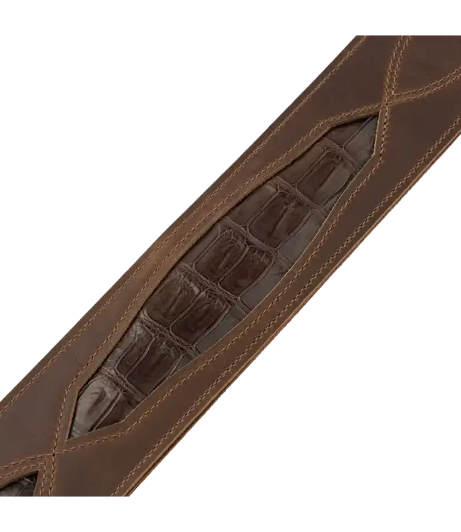 Levy's 2.5" Exotic Series Crocodile Leather Guitar Strap, Brown