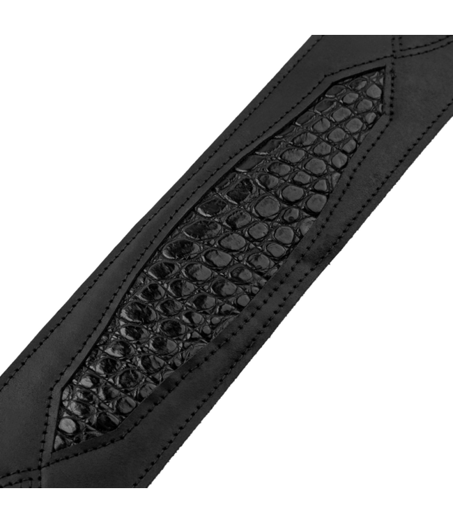 Levy's 2.5" Exotic Series Crocodile Leather Guitar Strap, Black