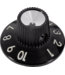 CE Knob - Witch Hat, Black 1-10, Skirted, set screw, Thick Numbers