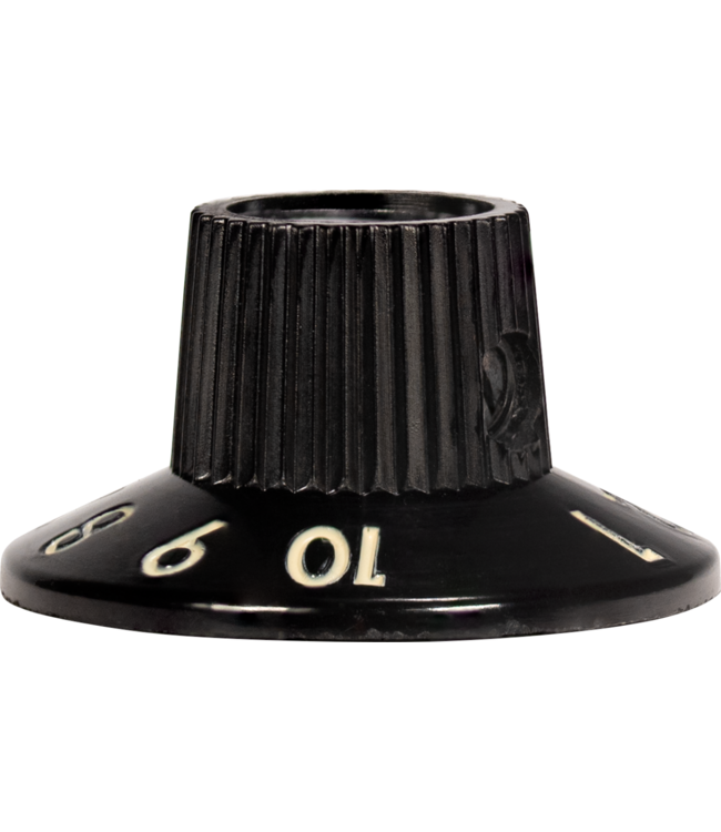 CE Knob - Witch Hat, Black 1-10, Skirted, set screw, Thick Numbers