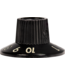 CE Knob - Witch Hat, Black 1-10, Skirted, set screw, Thick Numbers