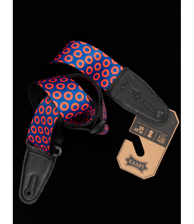 Levy's 2" Sublimated Guitar Strap, Red Donut on Blue