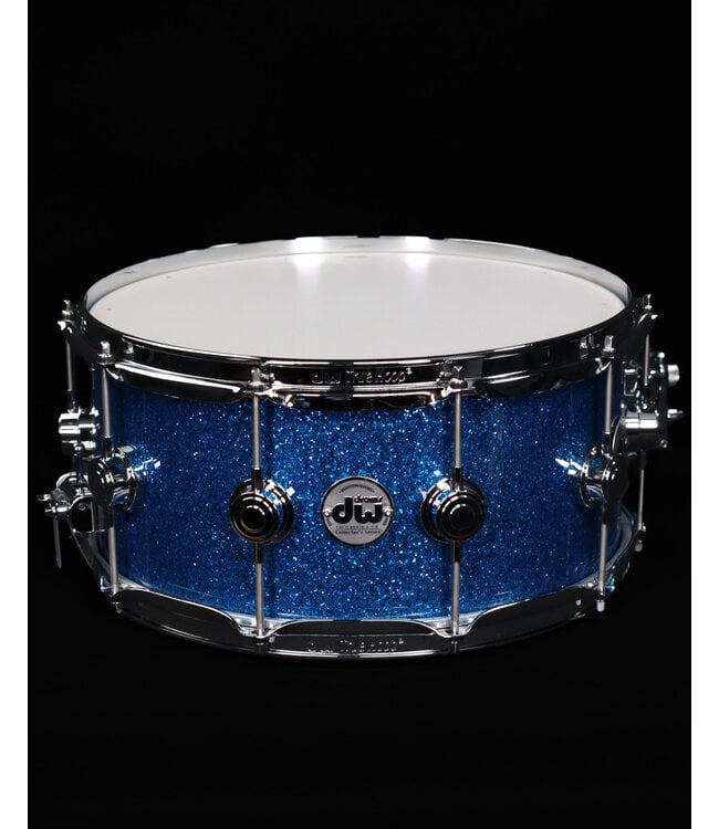DW 14" x 6.5" Collector's Series Maple Snare Drum, Blue Glass, Chrome Hardware