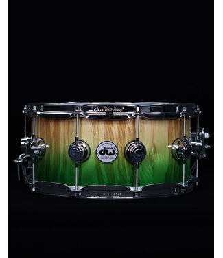 Drum Workshop DW 14" x 6.5" Collector Series Maple Snare Drum, Natural to Emerald Fade over Olive Ash Burl
