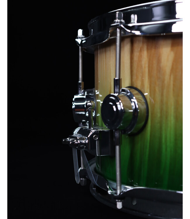 DW 14" x 6.5" Collector Series Maple Snare Drum, Natural to Emerald Fade over Olive Ash Burl