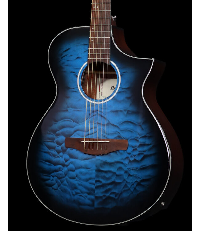 Ibanez AEWC16QA A/E Acoustic Guitar, Trans Blue Burst