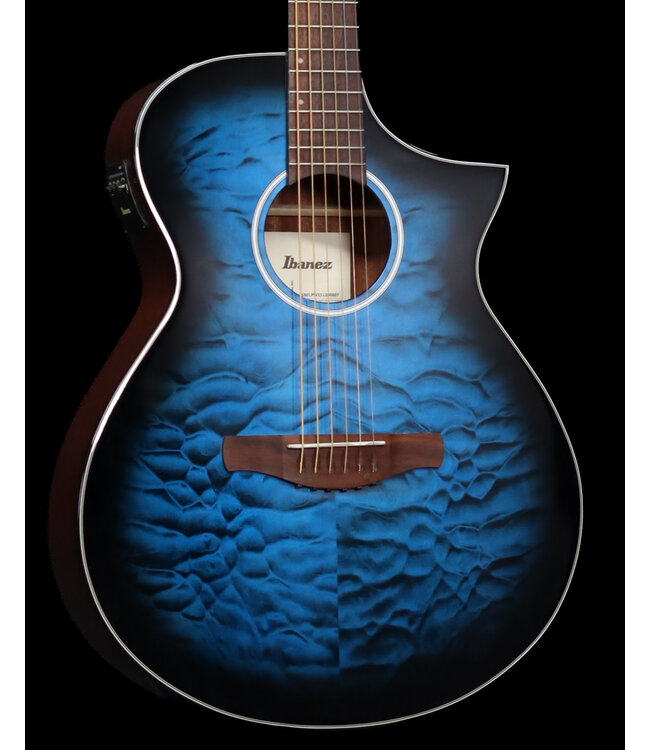 Ibanez AEWC16QA A/E Acoustic Guitar, Trans Blue Burst