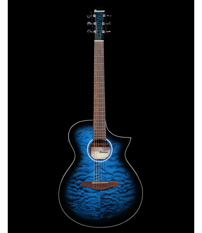 Ibanez AEWC16QA A/E Acoustic Guitar, Trans Blue Burst