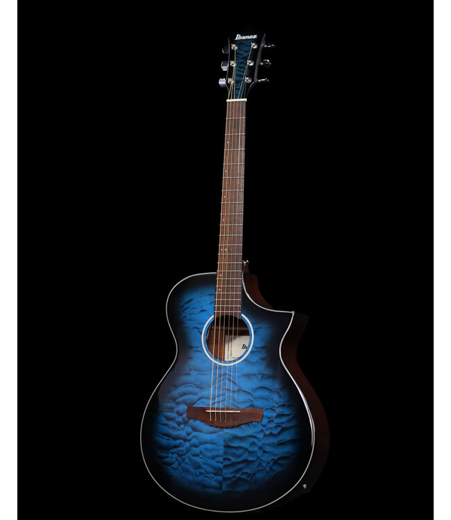 Ibanez AEWC16QA A/E Acoustic Guitar, Trans Blue Burst