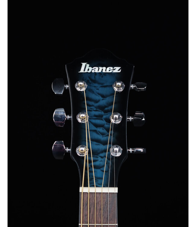 Ibanez AEWC16QA A/E Acoustic Guitar, Trans Blue Burst