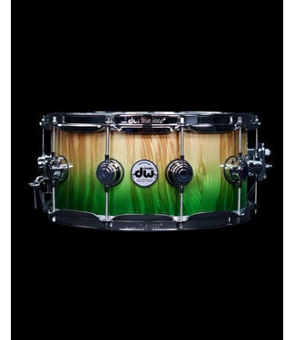 Drum Workshop DW 14" x 6.5" Collector Series Maple Snare Drum, Natural to Emerald Fade over Olive Ash Burl