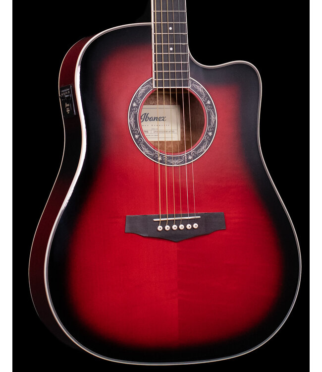 Ibanez PF28ECE Acoustic Electric, Transparent Red Sunburst Gloss