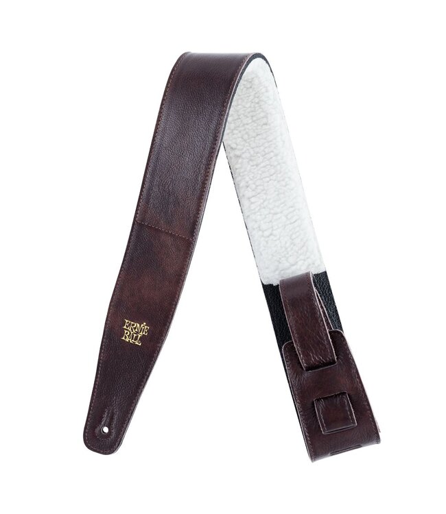 Ernie Ball 2.5" Italian Leather Strap with Fur Padding,  Chestnut