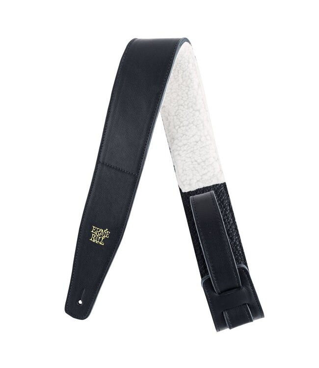 Ernie Ball 2.5" Italian Leather Strap with Fur Padding,  Black