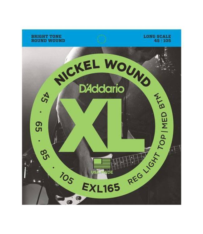 D'Addario EXL165 Nickel Wound Bass Strings, Custom Light, 45-105, Long Scale