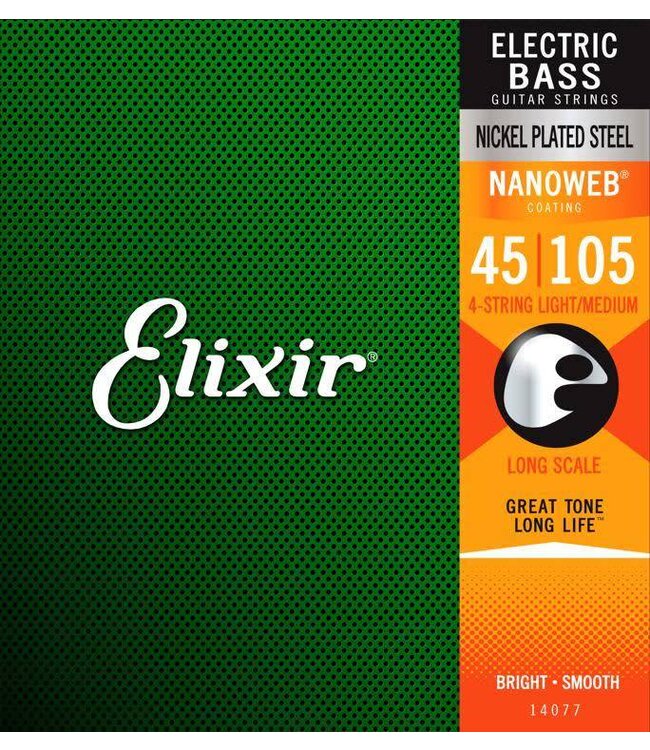 Elixir Nanoweb 4-String Bass, Nickel, Light-Medium 45-105
