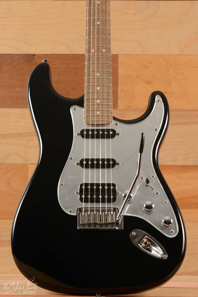 squier black and chrome standard stratocaster hss laurel