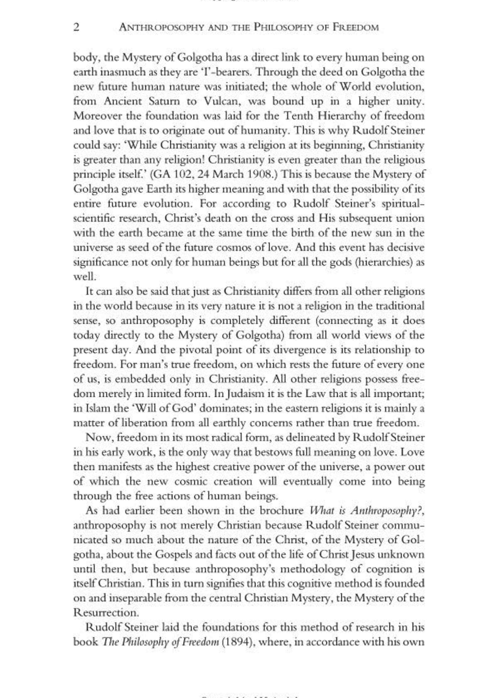 Temple Lodge Press Anthroposophy and the Philosophy of Freedom: Anthroposophy and Its Method of Cognition