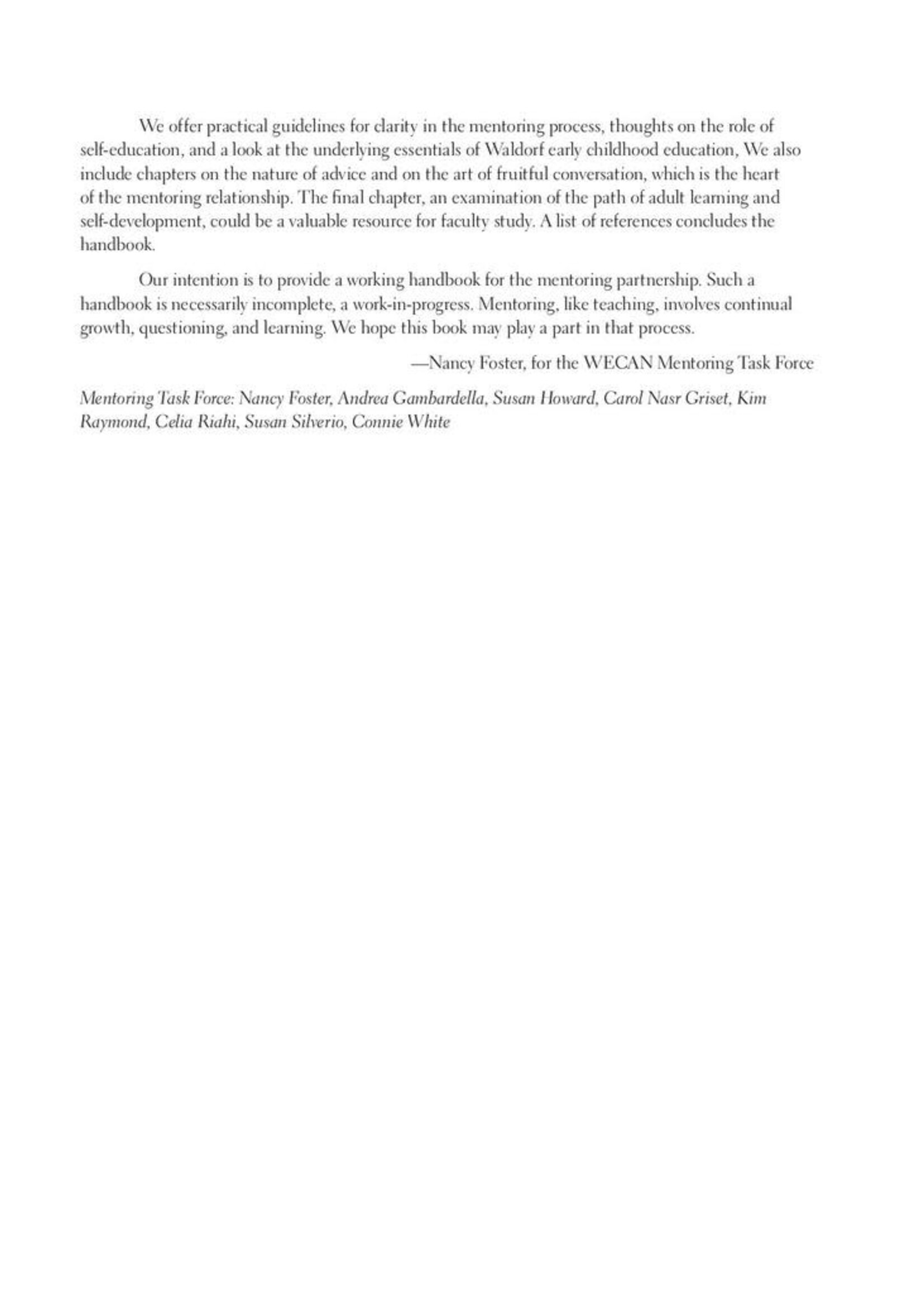 WECAN Press Mentoring in Waldorf Early Childhood Education - The Gateways Series - Volume Four