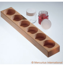 Mercurius Wooden holder for 6 glass paint jars with lid 50ml
