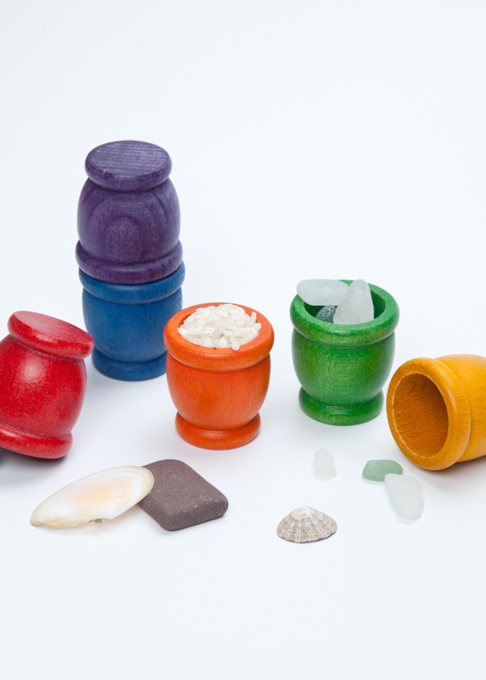 Grapat Wood Coloured Mates / Pots 6 pcs (6 colours)