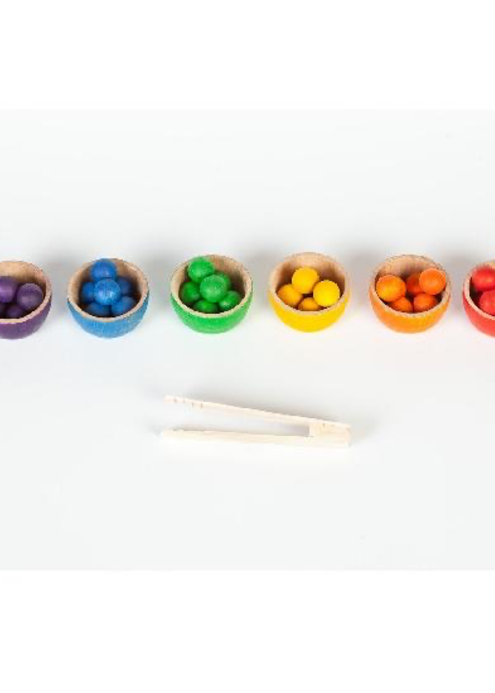 Grapat Wood Coloured and Marbles with Tongs